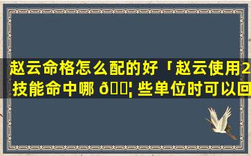 赵云命格怎么配的好「赵云使用2技能命中哪 🐦 些单位时可以回复生命值」